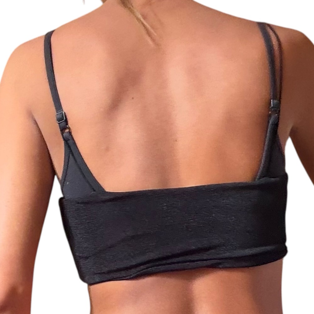 Edikted Sz S Black Spaghetti Strap Textured Knit Bandeau Micro Crop Top Festival - Picture 4 of 10